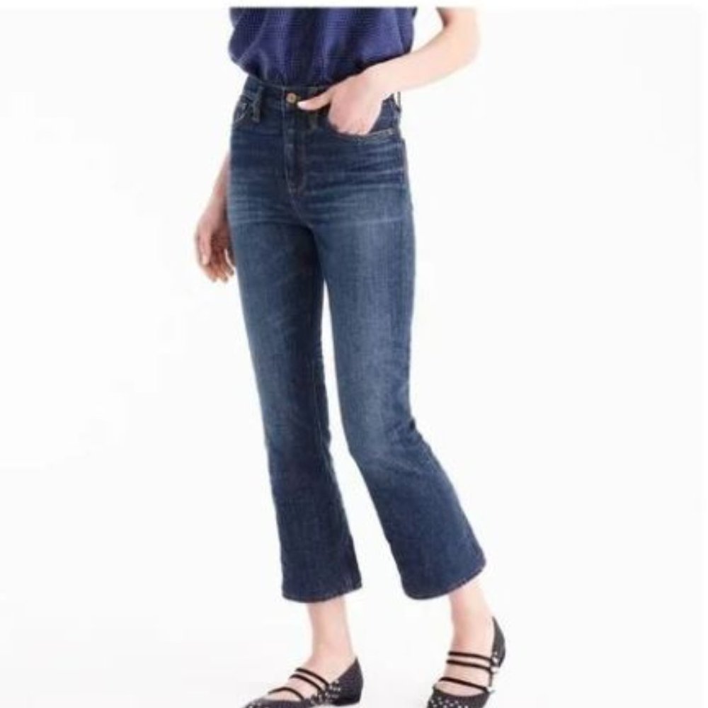 J Crew 9" Billie Demi Boot Crop Jean In Dark Wash